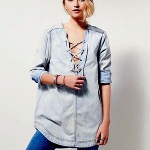 Free People Neapolitan Dreams denim tunic shirt